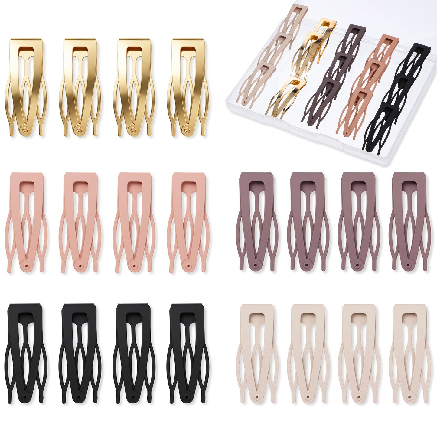 20Pcs Metal Snap Hair Clips, Double Grip Hair Clips Barrettes, Small Flat Snap Barrettes for Women Girls Hairs Accessories(5 Colors)