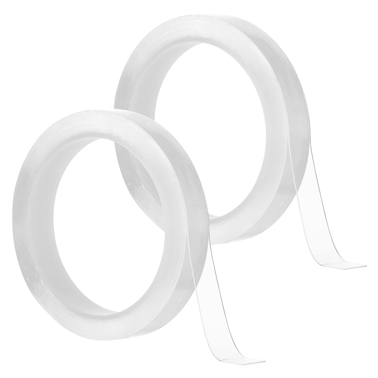 Neyauo 2 Rolls Transparent Curtain Rod Tape, Waterproof and Quiet Drapery Ring Glide Tape for Smooth Sliding, Shower and Drapery Adhesive Strips, Easy DIY Installation