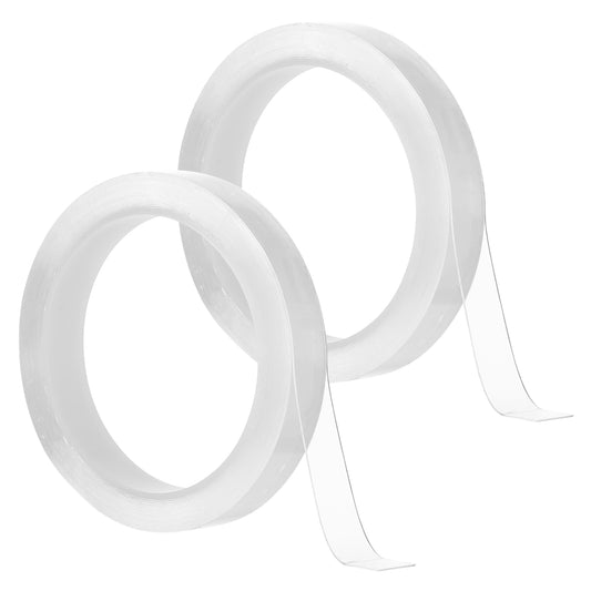 Neyauo 2 Rolls Transparent Curtain Rod Tape, Waterproof and Quiet Drapery Ring Glide Tape for Smooth Sliding, Shower and Drapery Adhesive Strips, Easy DIY Installation