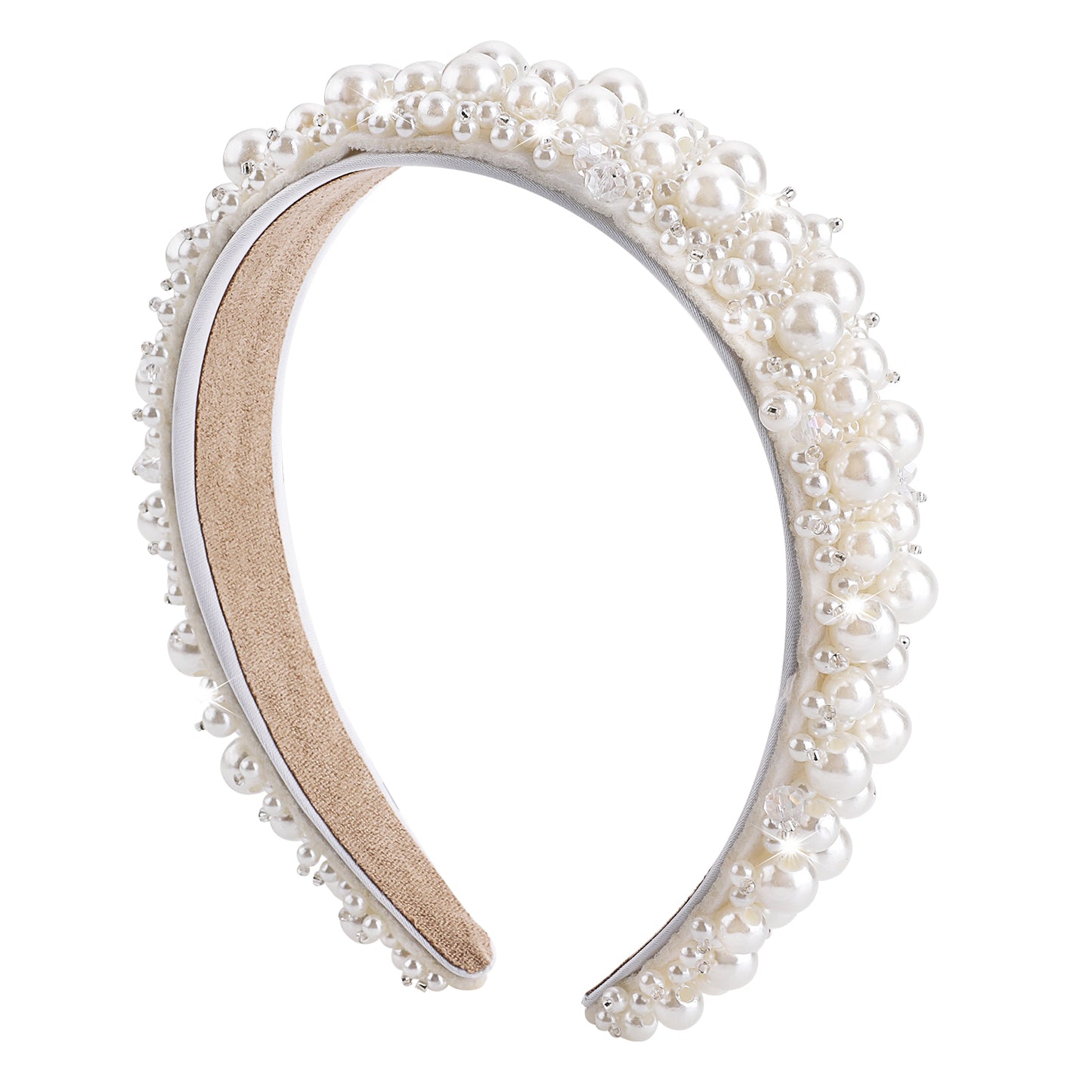 Pearl Headband for Girls White Pearl Headband Elegant Beaded Flower Girl Hair Hoop Pretty Bridal Hair Styling Accessories for Women Girls Wedding Birthday Party