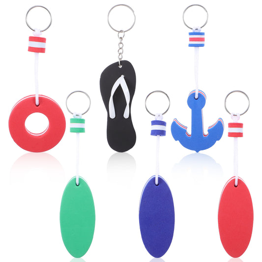 Tucnoeu 6pcs Floating Keychain Set for Boat Key Float - High Visibility EVA Waterproof Key Floats for Boating, Fishing, and Water Sports