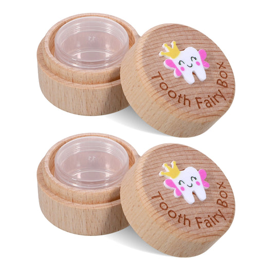 Josojoou 2PCS Tooth Fairy Box, Cute 3D Tooth Holder for Kids Teeth, Wooden Tooth's Boxes for Lost Teeth for Kids, to Sstore Children's Baby Teeths, for Girls Boys