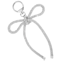 Gemoioio Silver Bow Keychain, Bowknot Rhinestone Keychain, Sparkly Ribbon Bow Bag Charm, Key Ring, Purse Charms Silver for Women Girls