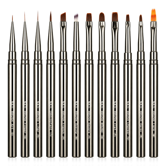Gemoioio 12pcs Nail Art Brushes Set, Diy Manicure Tools, Gel Nail Brush