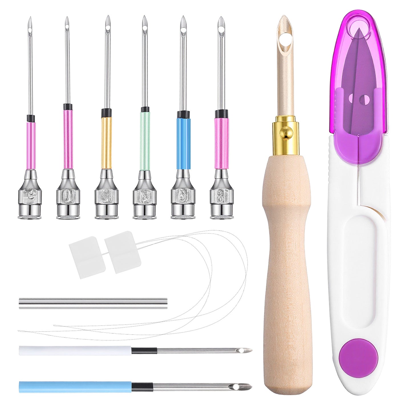 Telooco 13Pcs Punch Needle Tool Needle Punch Kit Adjustable Embroidery Kits Wooden Handle Embroidery Pen Set for Embroideried Floss Cross Stitching Beginner DIY Craft Decoration&Gift