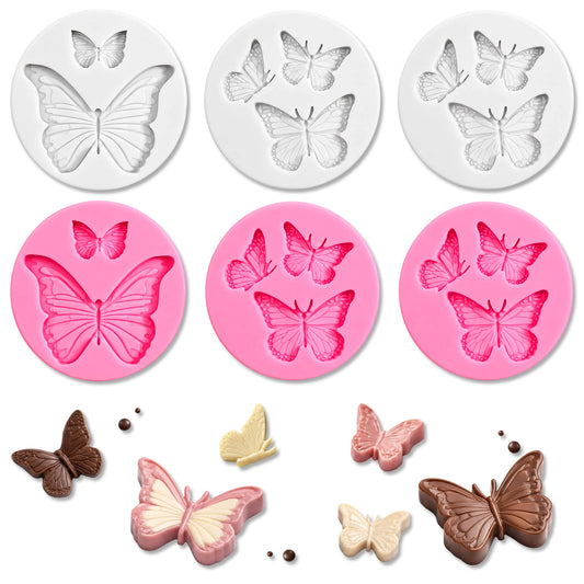 Gemoioio 6Pcs Silicone Butterfly Mold Chocolate Molds for Candy Cake DIY