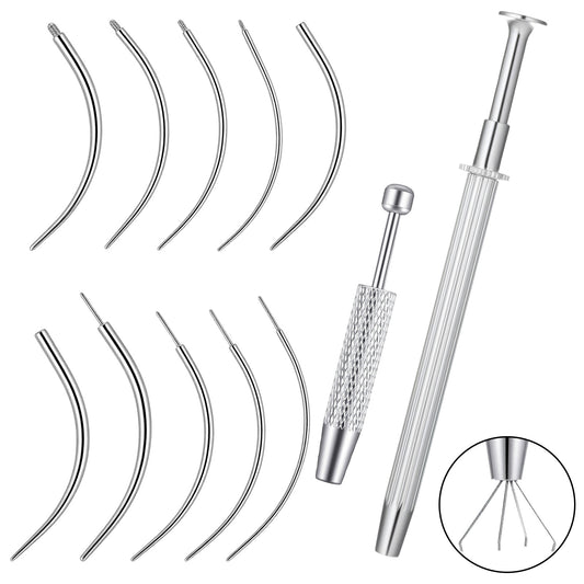 Yolev 12Pcs Nose Piercing Changing Tool Set Piercing Taper Ball Grabber Tool for Changing Jewelry Internal/External Threaded/Push In Piercing Ball Grabber Tool for Earring Nose Studs