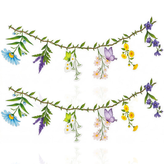 Fairy Party Banner Fairy Birthday Party Decorations Butterfly Flower Garland Paper Wildflower Banner for Wall Wedding Backdrop Decorations