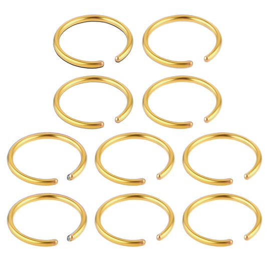10pcs Fake Nose Ring Hoop, Stainless Steel Nose Piercings, Fake Septum Ring Non Pierced Lip Rings Jewelry for Women Men