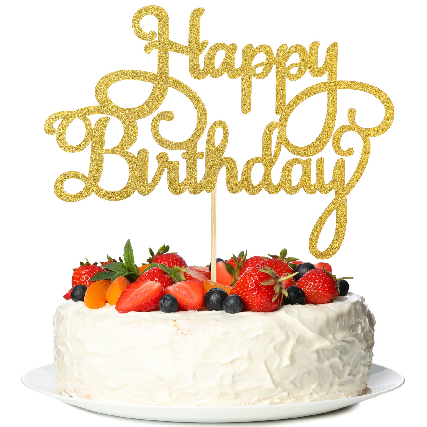Happy Birthday Cake Topper Personalised Sparkling Cake Decorations Gold Happy Birthday Cake Sign for Celebrating Birthday Anniversary Party