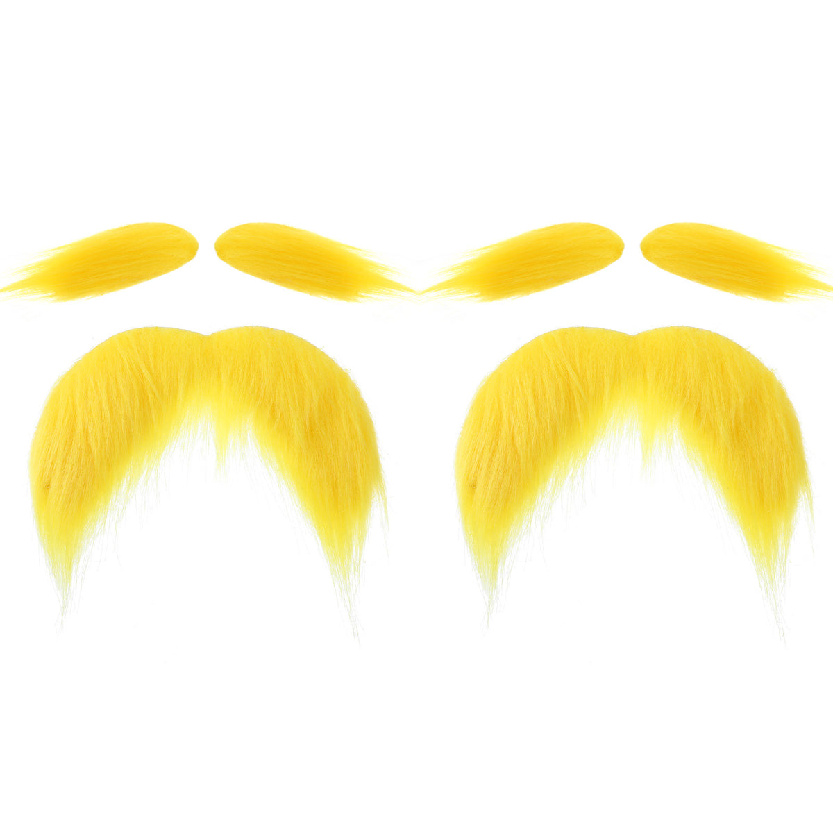2Sets Yellow Fake Mustache and Eyebrow Set Halloween Yellow Beard Costume