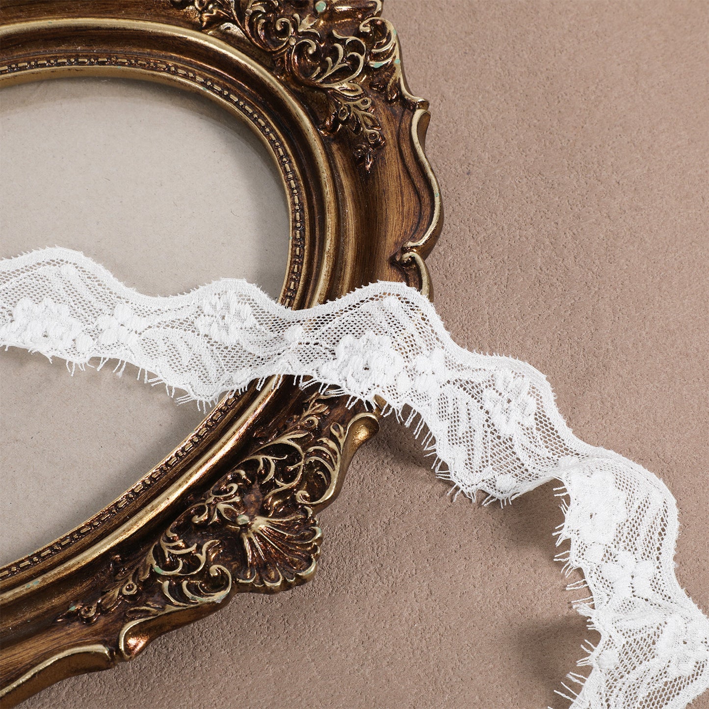 5Yards White Lace Trim Ribbon, Scalloped Edge Laces