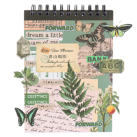 Pre-Cut Journaling Washi Sticker Book, Vintage Green Scrapbook Sticker, Ephemera for Junk Journal, Scrapbooking Supplies for DIY Crafts(50 Sheets)
