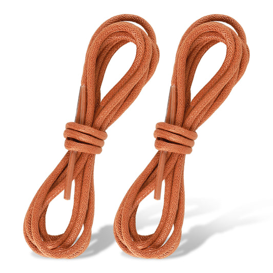 Telooco 2 Pairs of Brown Shoe Laces, 80cm Waxed Cotton Round Shoe Laces, Premium Thin Shoelaces for Dress Shoes and Boots