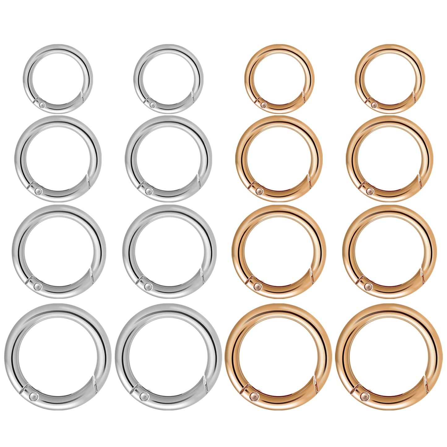 Lusofie 16 Pcs O Ring Clip Spring O Ring Clasp Round Mini Carabiner for Bag Purse Handbag Strap Craft Jewelry Making(Gold Silver)