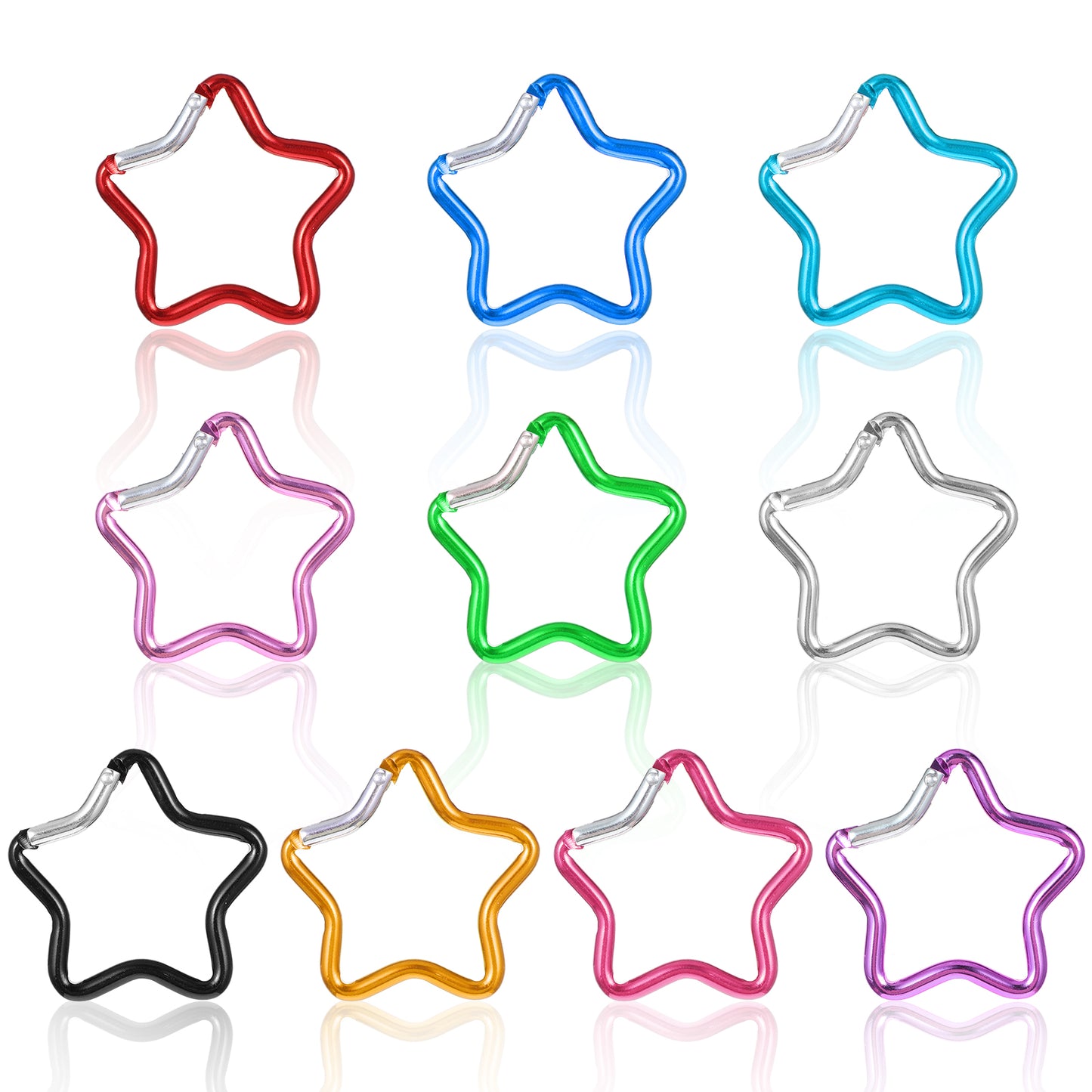10Pcs Colored Star Carabiner Metal Carabiner Clip Star Shaped 1.57x1.57inch Star Shaped Climbing Buckle for Traveling Camping Fishing Hiking