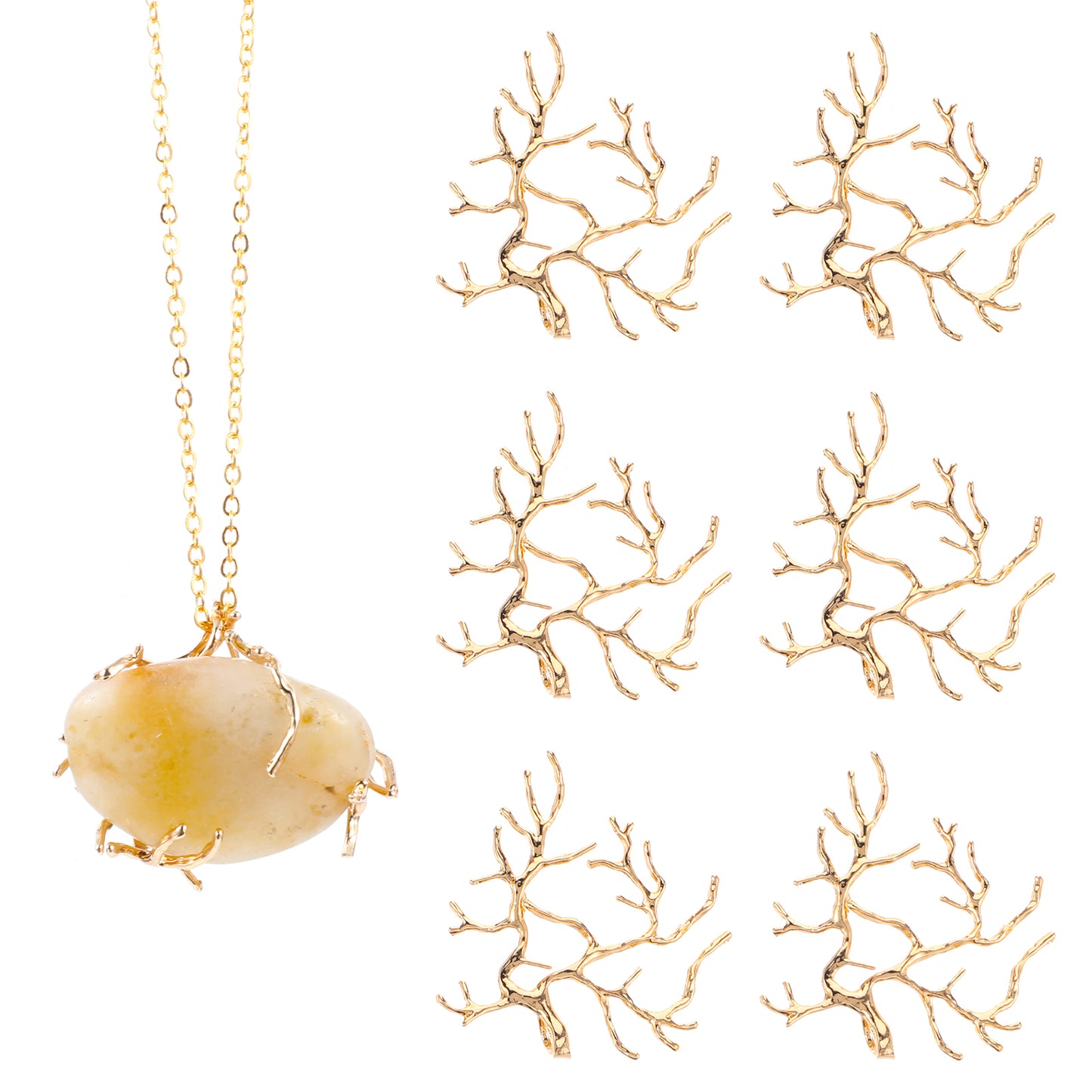 Lusofie 6pcs Open Bezels for Resin, Dendritic Bezels for Jewelry Making, Frame Pendants Resins, Open Bezels Charms Molds for Resin Casting, Necklaces Earrings Making Supplies(Gold)