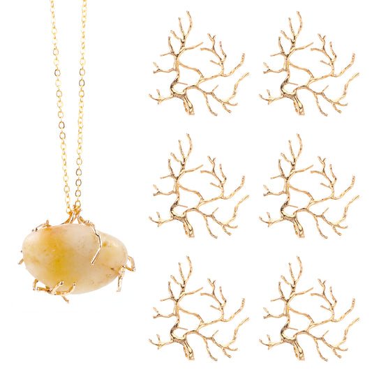 Lusofie 6pcs Open Bezels for Resin, Dendritic Bezels for Jewelry Making, Frame Pendants Resins, Open Bezels Charms Molds for Resin Casting, Necklaces Earrings Making Supplies(Gold)