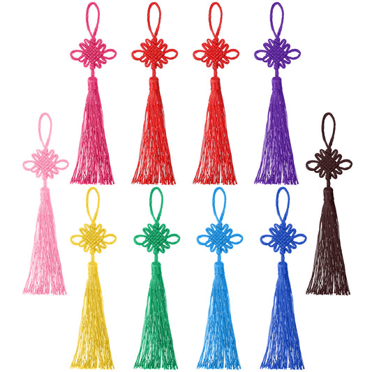 10PCS Handmade Chinese Knot Tassel Hanging Decorations, 9 Colors Norigae Korean Tassel for Home, Car, and Gift Decor