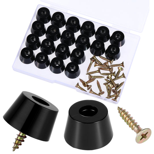 Lusofie 20 Pack Rubber Feet for Cutting Board Anti-Slip Cutting Board Feet Upgrade Rubber Furniture Feet With Stainless Steel Built-in Washers and Screws for Kitchen and Furniture(Black)