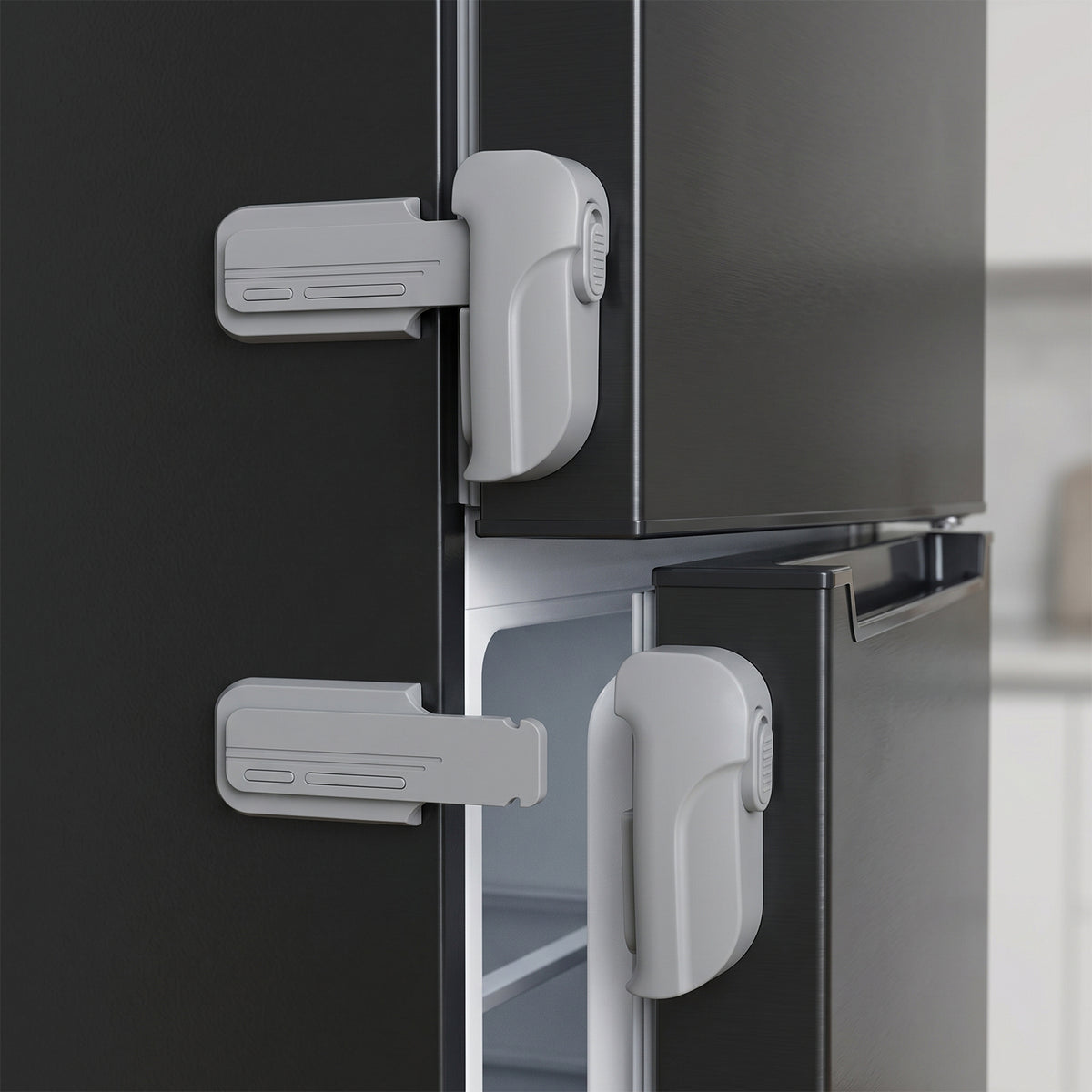 2Pcs Fridge Locks for Children, Refrigerator Lock Without Drilling (Gray)