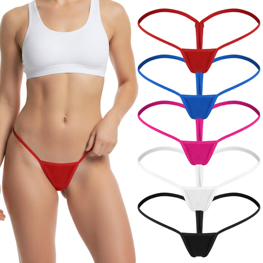Telooco 5 Pack Micro G String Sexy G-string Thongs for Women Comfortable Stretch Low Rise Panties Underwear (M) Multicolor