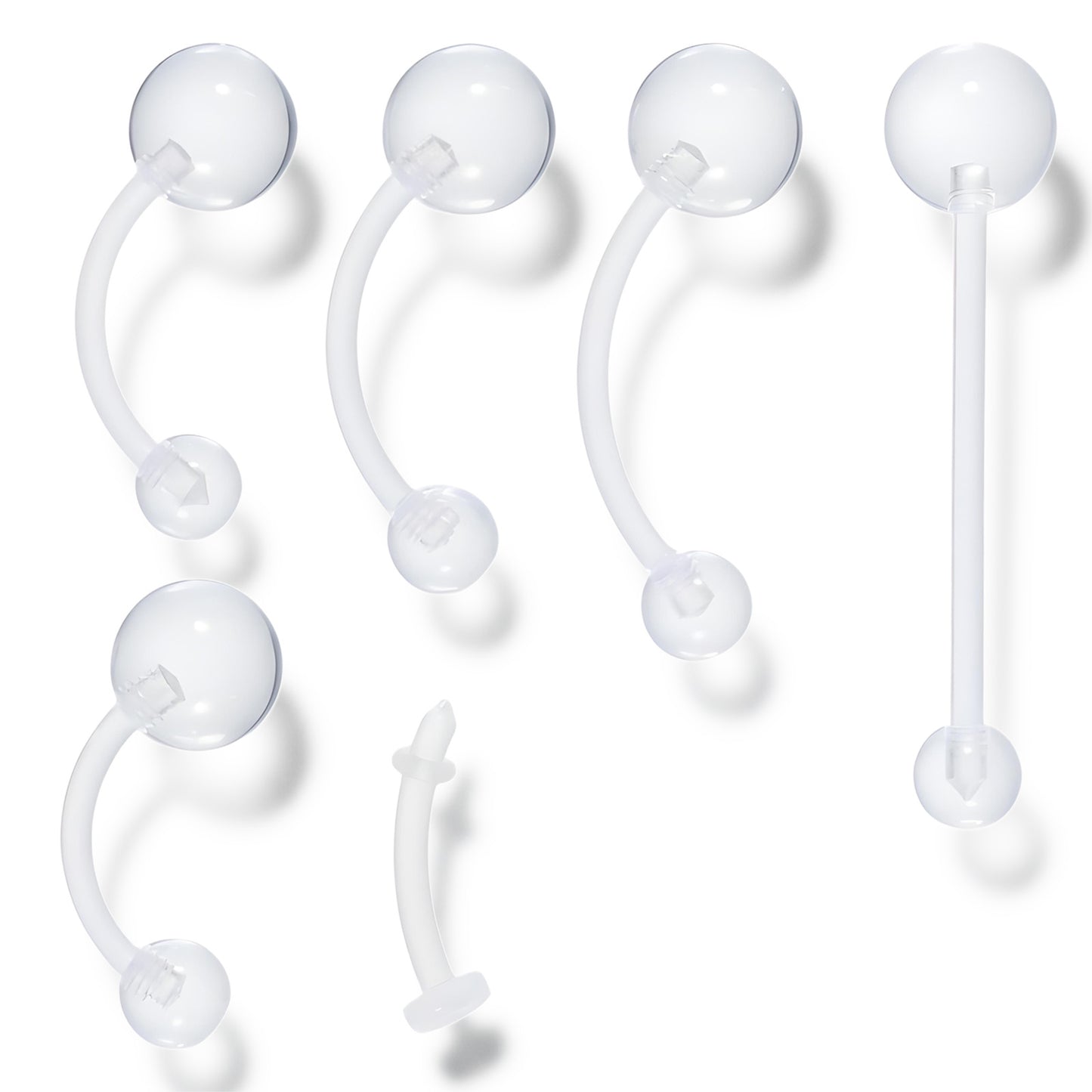 Tucnoeu 24 Pcs Clear Belly Button Rings, Plastic Piercing Jewelry Bellys Rings, Pregnancy Belly Ring, Curved Barbell Navel Piercings Retainers for Work Surgery