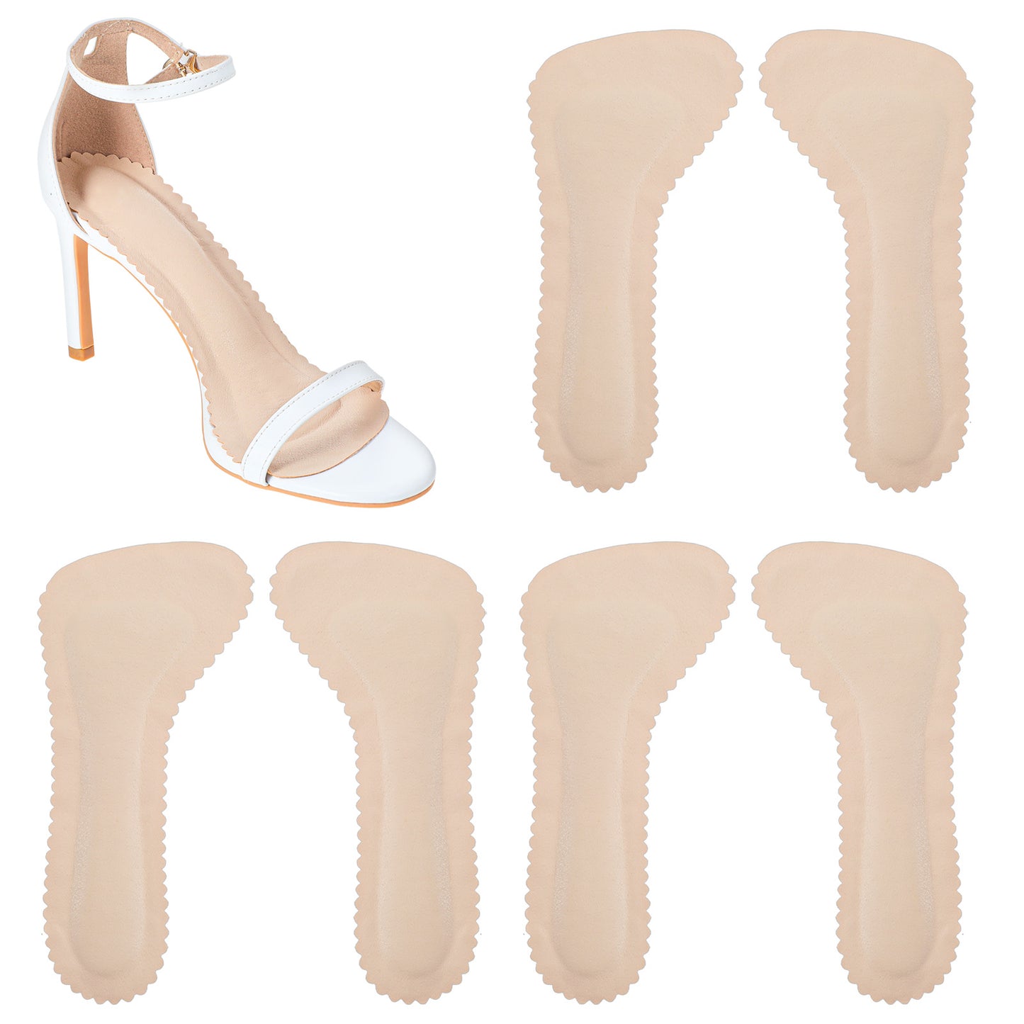 3 Pairs High Heel Cushion Inserts for Women, Adhesive Arch Support Sandal Inserts, Invisible Insoles Prevent Feet from Sliding Forward for High Heels, Pumps, Open Toes, Flats, and Sandals