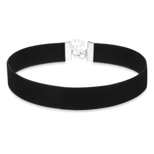 Yolev Black Velvet Choker Necklace for Women Classic Adjustable Gothic Choker Thick Ribbon Choker Gothic Jewelry Gifts for Halloween Birthday Party Cosplay Accessories (Wide 2cm)