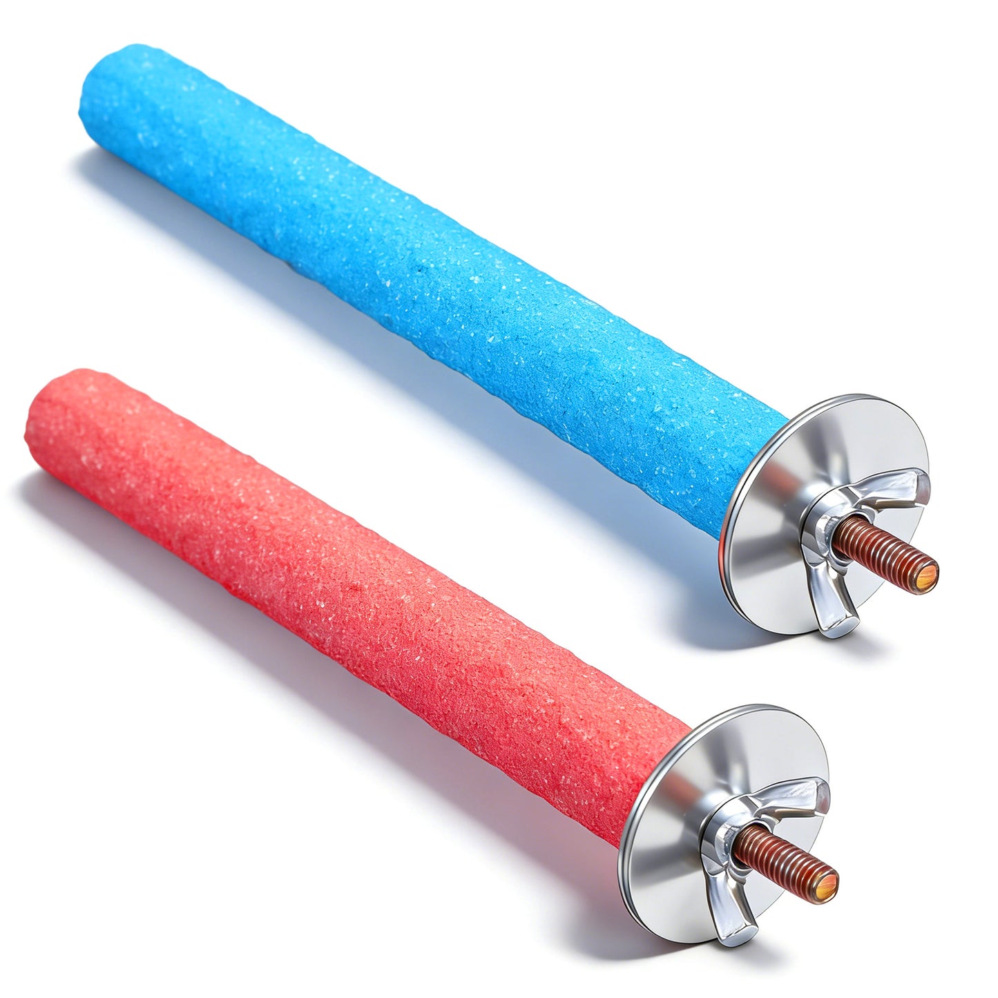 2Pcs Parrot Perch, Bird Perch Stand - Colorful Wood Parrot Stand Cage Accessories for Parakeets Cockatiels Lovebirds Chewing Stick (Pink, Blue)