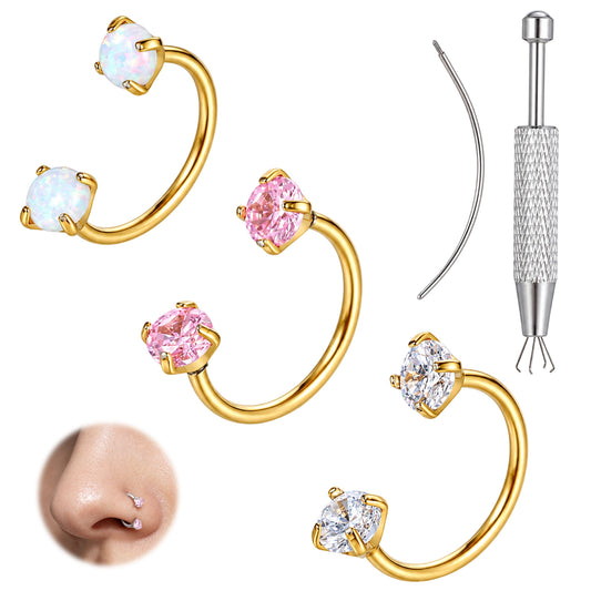 Yolev Horseshoe Nose Ring 20g Gold Horse Shoe Nose Rings for Women