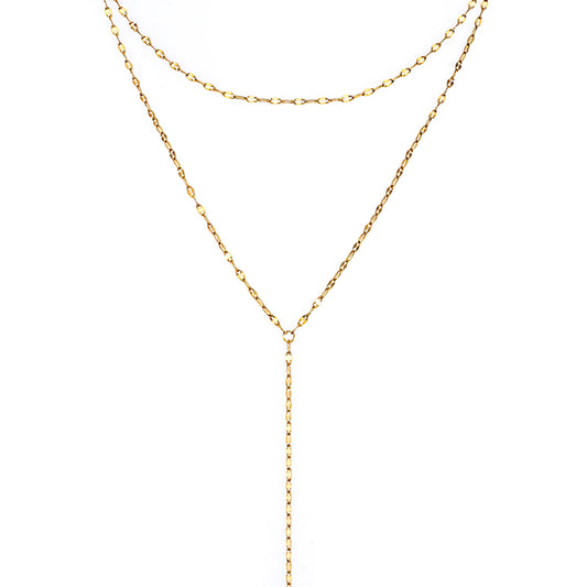 Yolev Gold Lariat Necklace for Women Dainty Long Drop Necklace Trendy Y Shaped Necklace Simple Layered Body Chain Necklace Jewelry For Women Gift