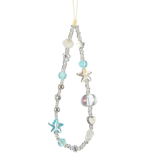 Yolev Beaded Phone Wrist Strap Cute Digital Camera Charm Strap Y2k Phone Charm Wrist Straps Aesthetic Lanyard Keychain Beaded Phones Charms For Wallet Phones Case Accessories Blue