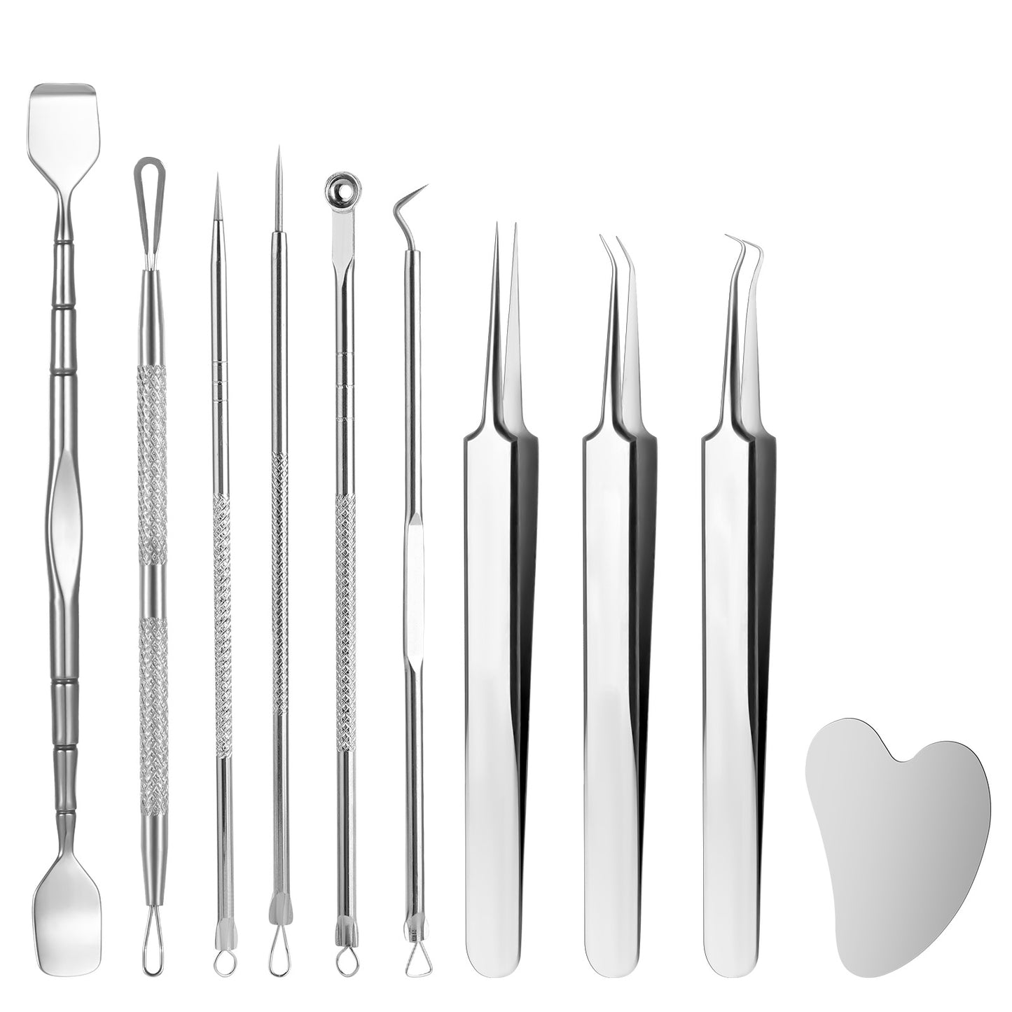 Pimple Popper Tool Kit,10 Pcs Stainless Steel Professional Pimple Extractor Tool Kit,Black Head Remover for Face with Case,Quick and Easy Removal of Pimples,Blackheads,Zit Removing, Forehead