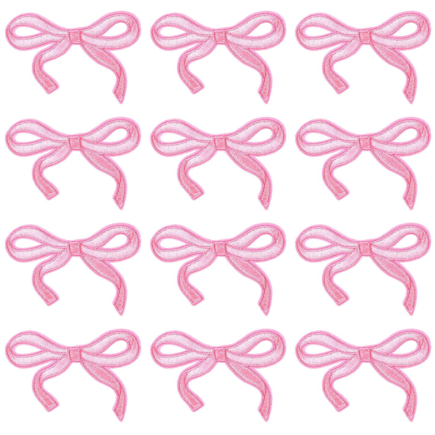 Bow Iron on Patches 12Pcs Pink Bow Applique Patches 3 x 2 Inch Cute Bow Knot Embroidery Patch for Clothes Hat Jackets Sewing Clothing Fabric Decor