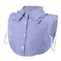 Tucnoeu Vintage Blue Detachable Dickey Collar Half Shirts Blouse False Collar Top for Women Girls(Blue)