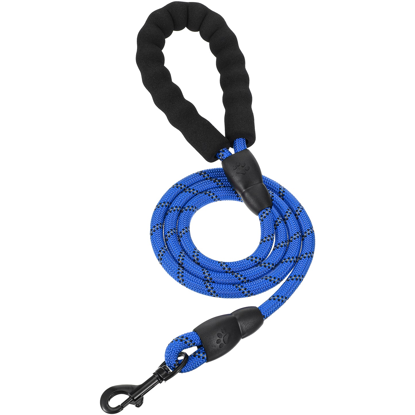 Round Basics Dog Leash, 4 Ft Heavy Duty Dog Leash with Comfortable Padded Handle, Durable Strong Pet Walking Rope for Small Medium and Large Dogs (Blue)