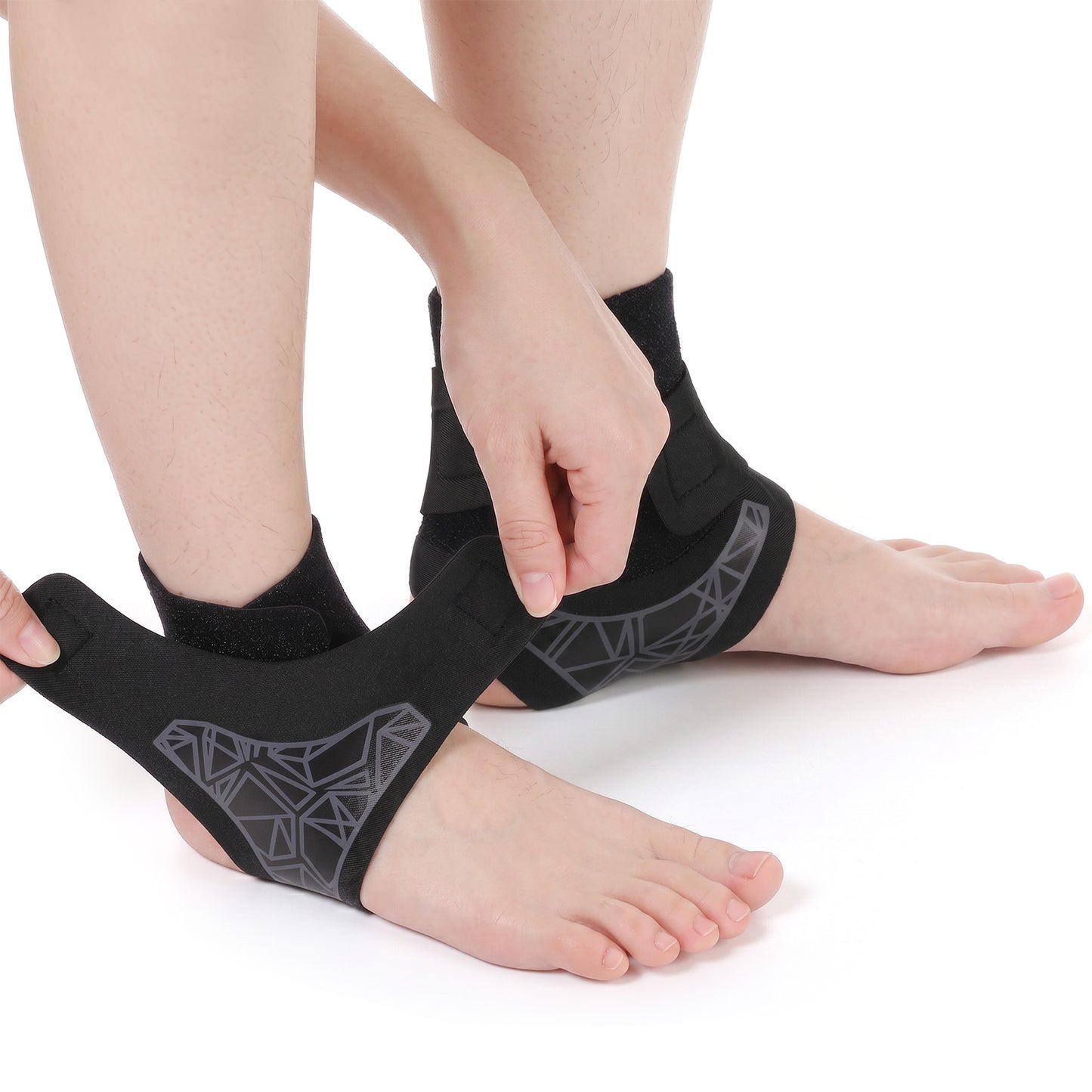 Yolev 2 Pack Elastic Ankle Braces,Ankle Wrap Ankle Sleeve Adjustable Ankle Support Sleeve for Soccer Foot Pain Sprained Ankle (Black Gray, L/XL)