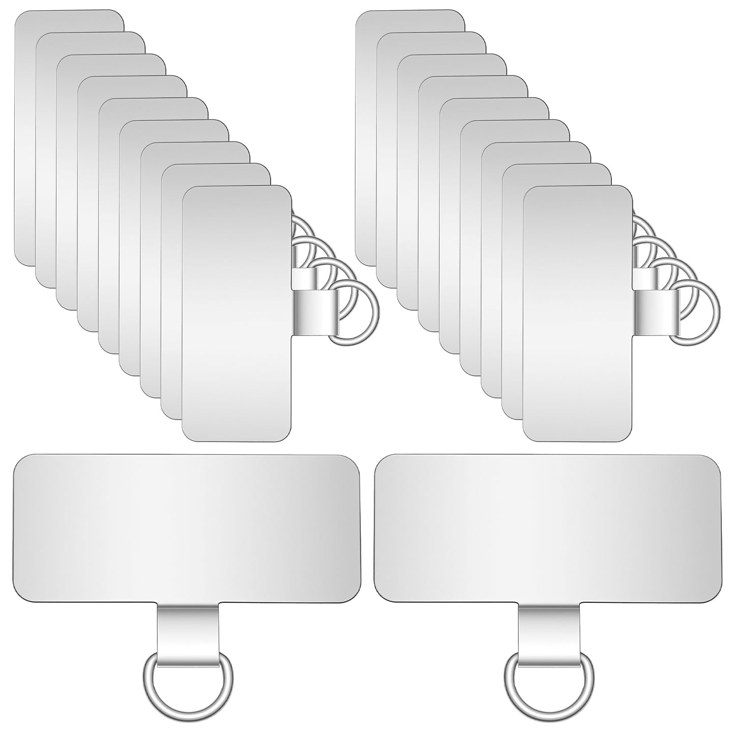 Neyauo 20 Piece Phone Tether Tab Stainless Steel Phone Lanyard Tab Heavy Duty Cell-phone Strap Replacement Part for Lanyards and Straps(Silver)
