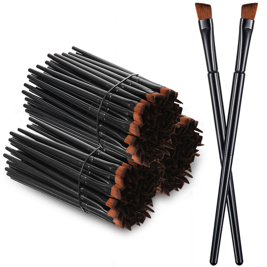 100 Pcs Disposable Angled Eyebrow Brush Eye Brow Brushes Eyebrow Tint Brush Disposable Brushes Cepillo De Ccejas Makeup for Women Girls Salon Beauty Make up Tool Cosmetic Esthetician Supplies (Black)