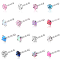 Tucnoeu 16PCS Silver Nose Rings Studs - 3mm Nose Studs for Women 20G Noses Piercing Jewelry - Stainless Steel