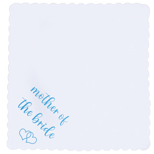Josojoou Wedding Handkerchief for Mothers - Something Blue Keepsake with Scalloped Lace Edges, Luxury Gift for Mother of the Bride, Groom & Mother-in-Law (11x11 inches)