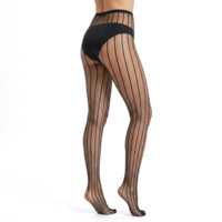 Gemoioio Women High Waist Fishnet Tights, Sexy Striped Mesh Pantyhose with Lingerie Style, Sheer Hollow Out Stockings for Party, Club, Valentine’s Day, Night Out