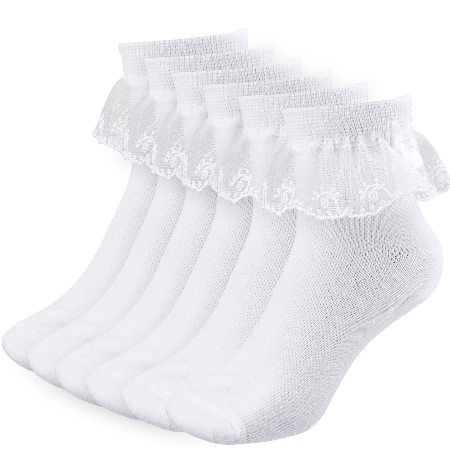 HaiFafafaing 3 Pack Cotton Girls White School Socks