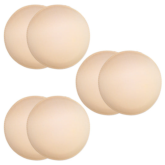 Round Bra Inserts Pads, Removable Washable Bra Cups, For Bikinis Swimsuit Sport Bras, Nylon Spandex Material, Beige Color