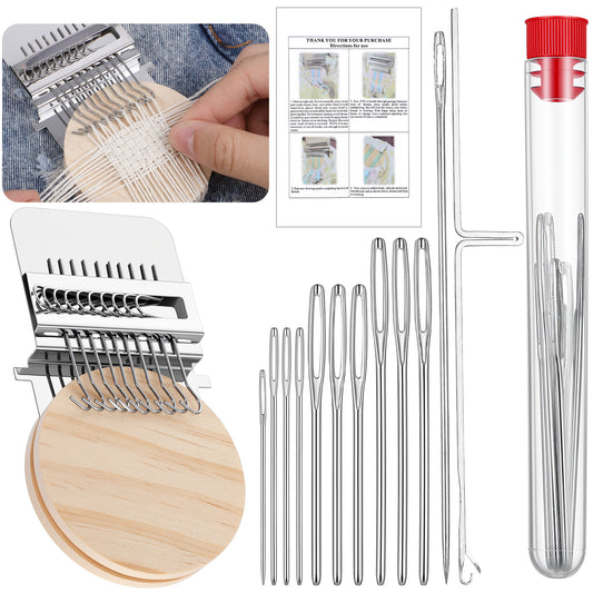 Small Loom Speedweve Type Weave Tool, Knit Patch Kit, Mini Portable Darning Loom Kit, Patchwork Weaving Tool for Quickly Mending Jeans Socks, Sewing Craft Supplies,Loom Knitting Kit for Beginners