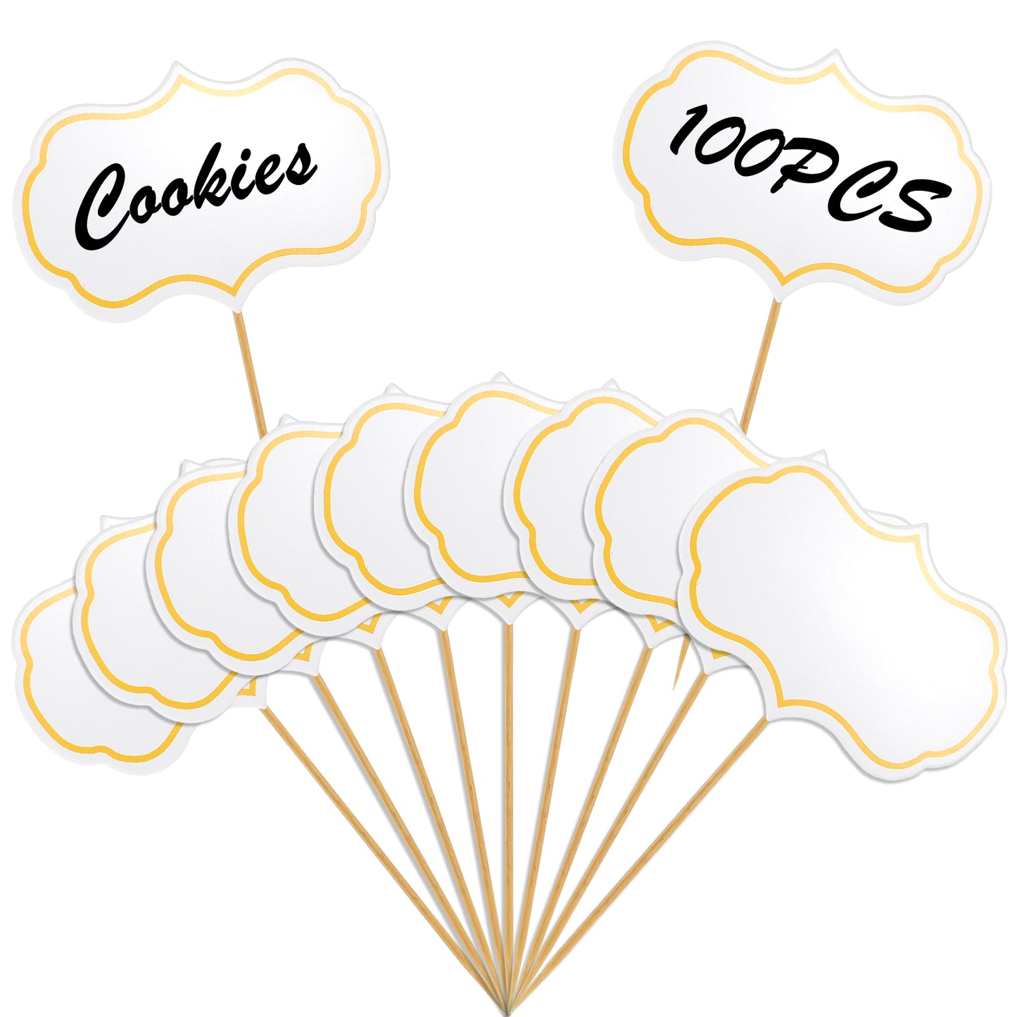100Pcs Food Labels for Party Buffet Charcuterie Boards Accessories Toothpick Flags Cupcake Toppers Cheese Markers Food Signs for Party Buffet Christmas Wedding Birthday Party (White)