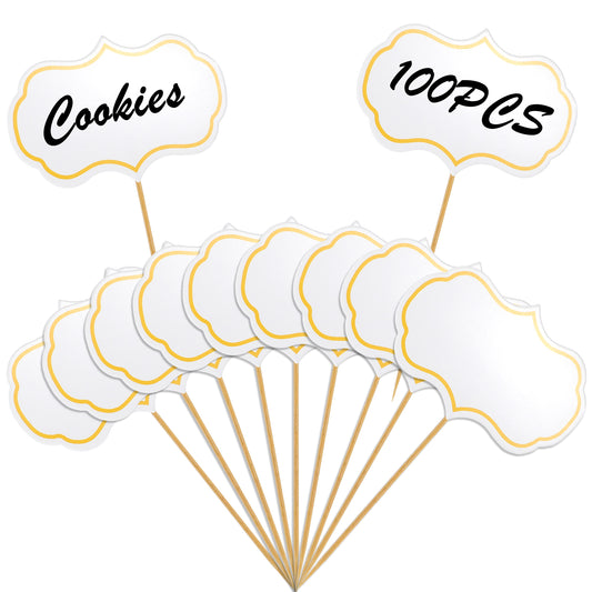 100Pcs Food Labels for Party Buffet Charcuterie Boards Accessories Toothpick Flags Cupcake Toppers Cheese Markers Food Signs for Party Buffet Christmas Wedding Birthday Party (White)