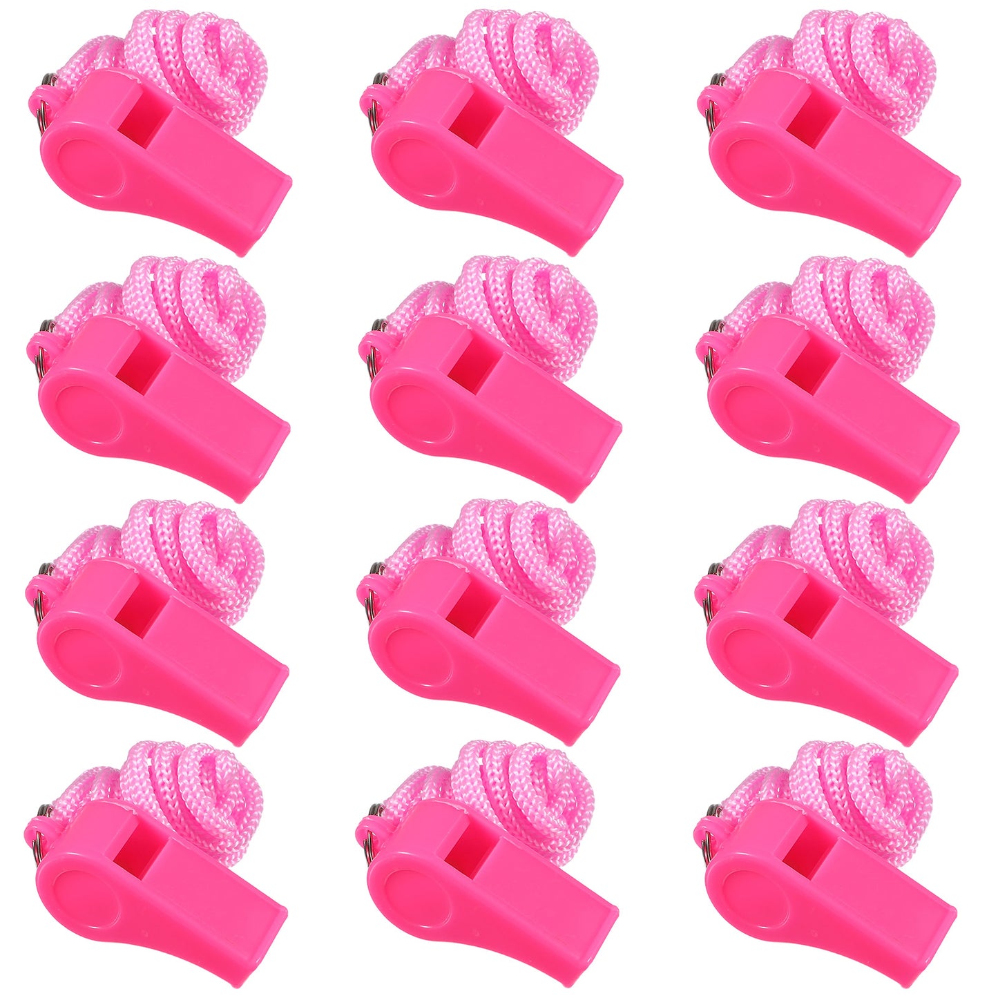 HekouJiub 12Pcs Pink Whistles Loud Sports Whistle with Lanyard Plastic Emergency Whistle for Coaches Referees Outdoor Safety Dog Training Emergency Preparedness