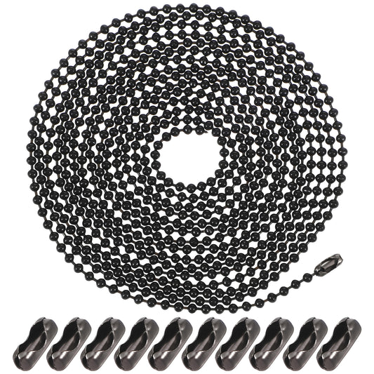 HekouJiub 2 Roots Black Ceiling Fan Pull Chain 118" Beaded Ball Light Pulls Extension Chains with 40Pcs Connectors Zinc Alloy Connectors Pull Chain Extension for Daily Home Creative DIY Production